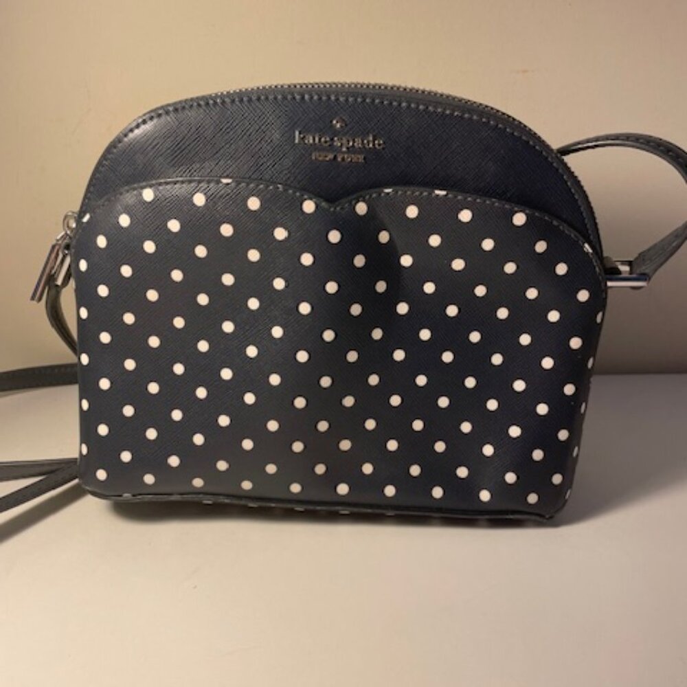Kate Spade Leather Navy Polka Dot Purse